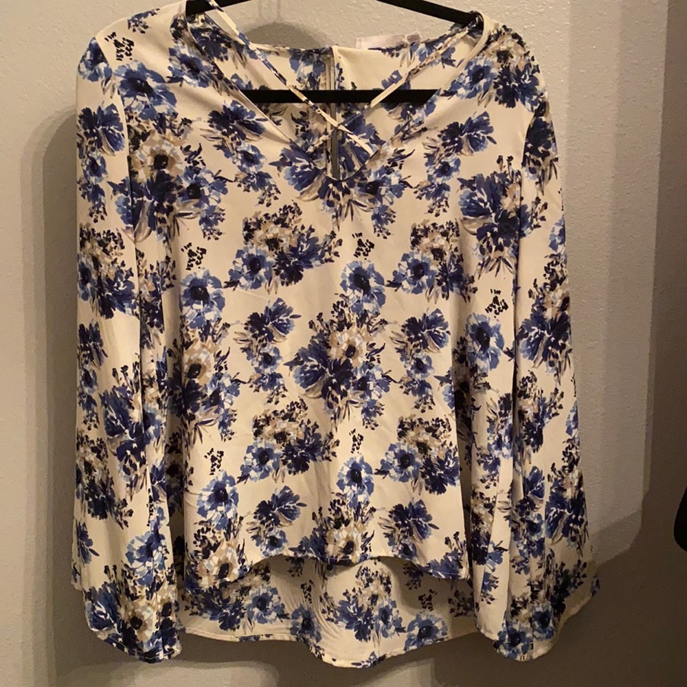 Blue floral blouse